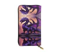 JKDGOJ Purple and Wirte Dragons Prints - Cartera larga de piel para mujer, de gran capacidad, con cremallera para tarjetas de crédito