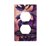 JKDGOJ Purple and Wirte Dragons Prints - Panel de pared de doble enchufe para el hogar, duradero para enchufes e interruptores decorativos