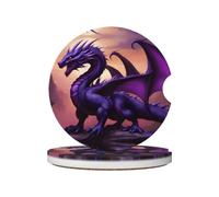 JKDGOJ Purple and Wirte Dragons Prints - Posavasos para coche, 2 almohadillas de cerámica absorbentes antideslizantes para bebidas, decoración de coche
