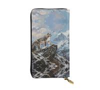 JKDGOJ Snow Leopard Patrol Mountain Prints - Cartera larga de piel para mujer, de gran capacidad, con cremallera