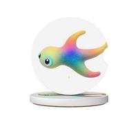 JKDGOJ Starry Sky - Posavasos antideslizantes de cerámica absorbente con estampado de peces de ojos grandes, 2 almohadillas absorbentes para bebidas