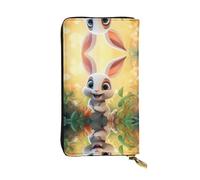 JKDGOJ Surprise Bunny Prints - Cartera larga de piel para mujer, de gran capacidad, con cremallera