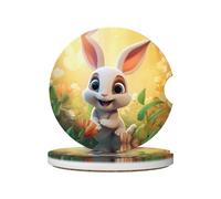 JKDGOJ Surprise Bunny Prints - Posavasos para coche, 2 almohadillas de cerámica absorbentes antideslizantes para bebidas, decoración de coche