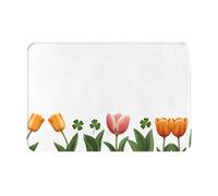 JKDGOJ Tapete antideslizante con diseño de tulipanes para interiores y exteriores, apto para entradas de dormitorio y baño, 40,6 x 61 cm
