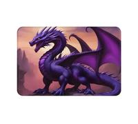 JKDGOJ Tapete antideslizante con estampado de dragones morados y Wirte para interiores y exteriores, adecuado para entradas de dormitorio y baño, 40,6 x 61 cm