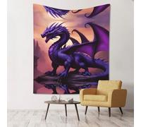 JKDGOJ Tapiz de pared con imagen de dragones púrpura y Wirte suave y duradero, muy adecuado para decorar dormitorios y porches