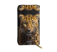 JKDGOJ The Deep Eyed Leopard Prints - Cartera larga de piel para mujer, bolsa de mano de gran capacidad con cremallera para tarjetas de crédito