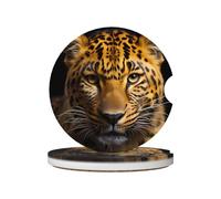 JKDGOJ The Deep Eyed Leopard Prints - Posavasos para coche, 2 almohadillas de cerámica absorbentes antideslizantes para bebidas, decoración de coche