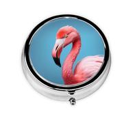 JKDGOJ The Mighty Flamingo - Pastillero redondo con 3 compartimentos para almacenamiento de pastillas y viajes portátiles