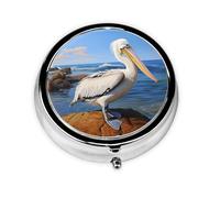 JKDGOJ The Mighty Pelican - Pastillero redondo con 3 compartimentos para almacenamiento de pastillas y viajes portátiles