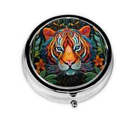 JKDGOJ The Mighty Tiger. Pastillero redondo con 3 compartimentos para almacenamiento de pastillas y viajes portátiles