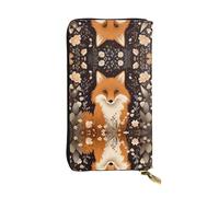 JKDGOJ The sitting fox. Prints - Cartera larga de piel para mujer, bolsa de mano de gran capacidad con cremallera para tarjetas de crédito