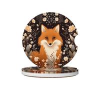 JKDGOJ The Sitting Fox. Prints - Posavasos para coche, 2 almohadillas de cerámica absorbentes antideslizantes para bebidas, decoración de coche