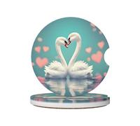 JKDGOJ The Swan in Love Prints - Posavasos para coche, 2 almohadillas de cerámica absorbentes antideslizantes para bebidas, decoración de coche