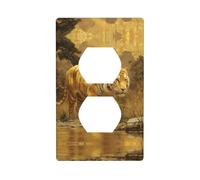 JKDGOJ The Tiger on the Riverbank Prints - Panel de pared de doble enchufe para el hogar, duradero para enchufes e interruptores decorativos