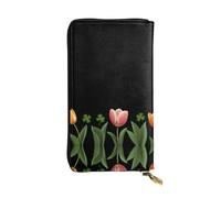 JKDGOJ Tulip Trifolium Prints - Cartera larga de piel para mujer, de gran capacidad, con cremallera para tarjetas de crédito