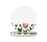 JKDGOJ Tulip Trifolium Prints - Posavasos para coche, 2 almohadillas de cerámica absorbentes antideslizantes para bebidas, decoración de coche