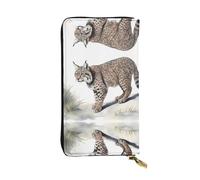 JKDGOJ Wild Bobcat Prints - Cartera larga de piel para mujer, de gran capacidad, con cremallera
