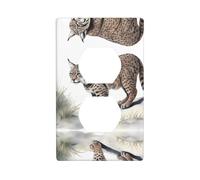JKDGOJ Wild Bobcat Prints - Panel de pared de doble enchufe para el hogar, duradero para enchufes e interruptores decorativos