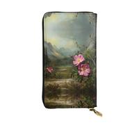 JKDGOJ Wild Roses in the Valley Prints - Cartera larga de piel para mujer, gran capacidad, con cremallera para tarjetas de crédito