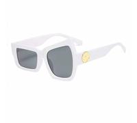 JKETKR Irregular Gafa de Sols Asimétricas para Mujer Hombre, Gafas de Sol Modernas para Fiesta, Cumpleaños, Playa, Piscina(White/Grey)