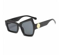 JKETKR Irregular Gafa de Sols Asimétricas para Mujer Hombre, Gafas de Sol Modernas para Fiesta, Cumpleaños, Playa, Piscina(Black/Grey)