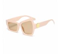 JKETKR Irregular Gafa de Sols Asimétricas para Mujer Hombre, Gafas de Sol Modernas para Fiesta, Cumpleaños, Playa, Piscina(Rice Pink/Brown)