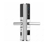 JKFMCD Cerradura Inteligente for Puerta corredera a Prueba de Agua, aplicación TTLock, Alexa, código Digital, Tarjeta RFID, Cerradura electrónica de Vidrio de Aluminio antibloqueo(Silver2885-Long)