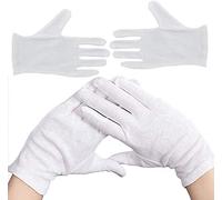 JKG® 2 pares de guantes dermatológicos blancos 100% algodón, forro elástico grueso, tamaño mediano y grande, 1 talla para todos los guantes, guardia, desfile, joyas, foto de película, inspección de
