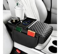 JKGBUK Cojín de Reposabrazos Central para Ford Edge Escort Escape Fiesta, con Carga Inalámbrica, Caja de Pañuelos, Fácil de Instalar, Caja de Almacenamiento,A-Black