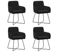 Jkghdrt Juego de 4 sillas de comedor de terciopelo negro 59 x 56,5 x 86 cm | Funda de terciopelo, marco metálico, respaldo, reposabrazos, fácil montaje, fácil mantenimiento, diseño moderno