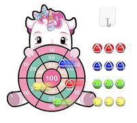 JKGIFTS Regalos de Unicornio para niñas, 63 cm Juguetes a Partir de 3 Años Juegos al Aire Libre Regalos para Niñas 4-11 Años Tablero de Dardos para Niños con 12 Bolas Adhesivas Unicornio Juguete