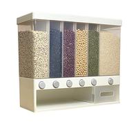 JKHK Cereal Dispenser,Wall-Mounted Dry Food Dispenser Rice Bucket Multi Compartments Automatic Metering Storage Box Sealed Grain Container for Home Kitchen Counter Tops Restaurant Use