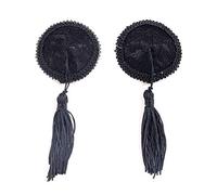 JKHOIUH Flecos en forma de corazón de encaje de silicona pezones pegatinas gota de sangre del pecho de las mujeres pegatinas sexy pezones joyería (Color : Lace round black)