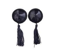 JKHOIUH Flecos en forma de corazón de encaje de silicona pezones pegatinas gota de sangre del pecho de las mujeres pegatinas sexy pezones joyería (Color : Round black)