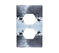 JKIEGOQ Birds in The Park on a Snowy Day - Panel de pared con impresión de doble zócalo eléctrico, placa decorativa resistente al calor, 4.5 x 2.75 pulgadas