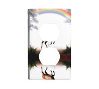 JKIEGOQ Elk Running Under The Rainbow Printing - Panel de pared de doble enchufe eléctrico, decoración resistente al calor, 4.5 x 2.75 pulgadas