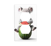 JKIEGOQ Koala Sitting on a Watermelon Printing - Panel de pared de doble enchufe eléctrico, placa decorativa resistente al calor, 4.5 x 2.75 pulgadas