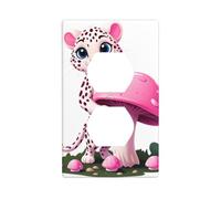 JKIEGOQ Leopard Cub is Collecting Pink Mushrooms Printing - Panel de pared de doble zócalo eléctrico, decoración resistente al calor, 4.5 x 2.75 pulgadas