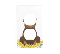 JKIEGOQ Little Bear in The Flowers - Panel de pared de doble enchufe con impresión de oso en flores, placa de cubierta de enchufe eléctrico, resistente al calor, 4.5 x 2.75 pulgadas