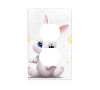 JKIEGOQ Little Bunny Lighting Up The Stars - Panel de pared de doble enchufe para pared, resistente al calor, 4.5 x 2.75 pulgadas
