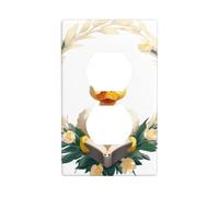 JKIEGOQ Little Duck Reading a Book in a Wreath Printing - Panel de pared de doble zócalo eléctrico, decoración resistente al calor, 4.5 x 2.75 pulgadas