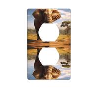JKIEGOQ Wildanimals - Placa de pared con impresión de elefante, doble enchufe, cubierta de enchufe eléctrico, decoración resistente al calor, 4.5 x 2.75 pulgadas