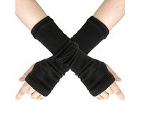 JKJF 1 par de guantes góticos para mujer, con mangas de brazo, rock, hip hop, punk, guantes sin dedos para mujer, niña, disfraz, fiesta, discoteca, Negro -, M