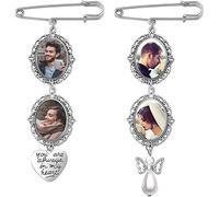 JKJF 2 juegos de encanto de boda para ramo fotos kit hacer broches marco ovalado doble encaje para novia marco cristal transparente cabujón colgante corazón ángel boda fiesta compromiso estilo 1