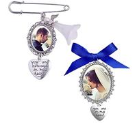 JKJF 2 piezas de ramo de boda para fotos, kit de fabricación de broches, marco ovalado de encaje para novia, dije conmemorativo de ángel, marco de fotos de cristal transparente para boda, compromiso,