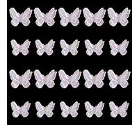 JKJF 20 parches de mariposa encaje con encaje mariposa para coser en parches doble capa organza mariposa para manualidades ropa sombrero novia accesorios para cabello decoración boda blanco 2 tamaños