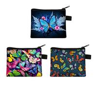 JKJF 3 bolsas de maquillaje de viaje con mariposas, pequeñas bolsas de cosméticos portátiles, bolsa organizadora de artículos de tocador para mujeres y niñas, estilo 1, Color oscuro.