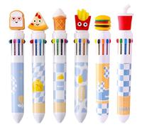 JKJF 6 Piezas Bolígrafos Roller Estilo Comida 10 en 1 Shuttle Food Gel Ink Pen Novedad Hamburguesa Pan Pizza Helado Bolígrafos para la Escuela Oficina Papelería Material Escritura - 0.7mm Multicolor