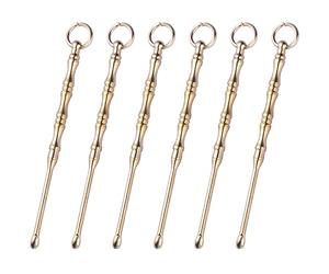 JKJF 6 Piezas Mini Cuchara Scoop Micro Scoop Metal Snuff Spoon Vintage Tiny Powder Spoon Scoops Mini Cuchara Llavero Collar Charms Loop for Spices Sand Salts - Bamboo